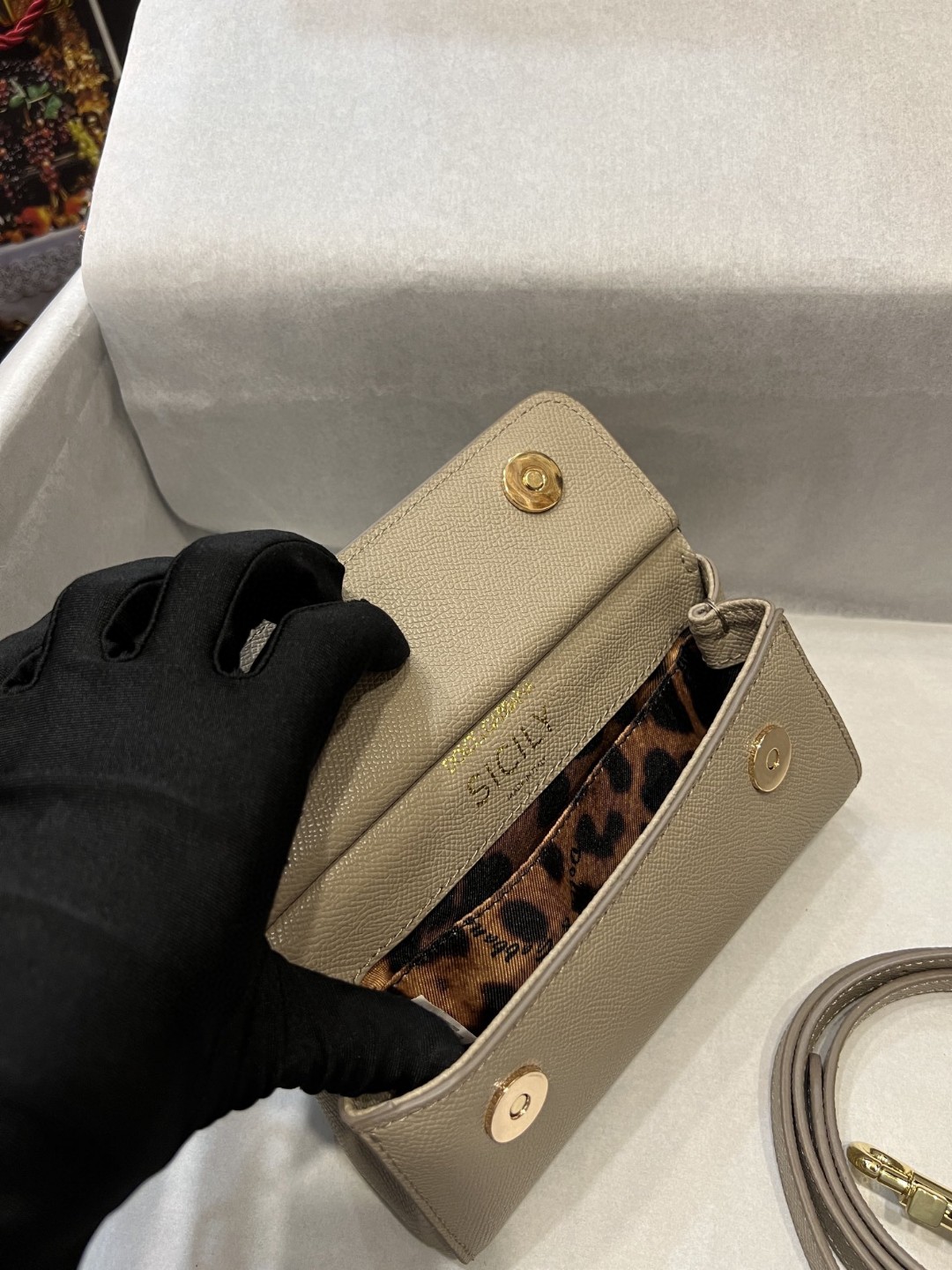 Dolce & Gabbana Small Sicily Bag In Dauphine Beige For Women 7.5in/19cm DG - Image 5