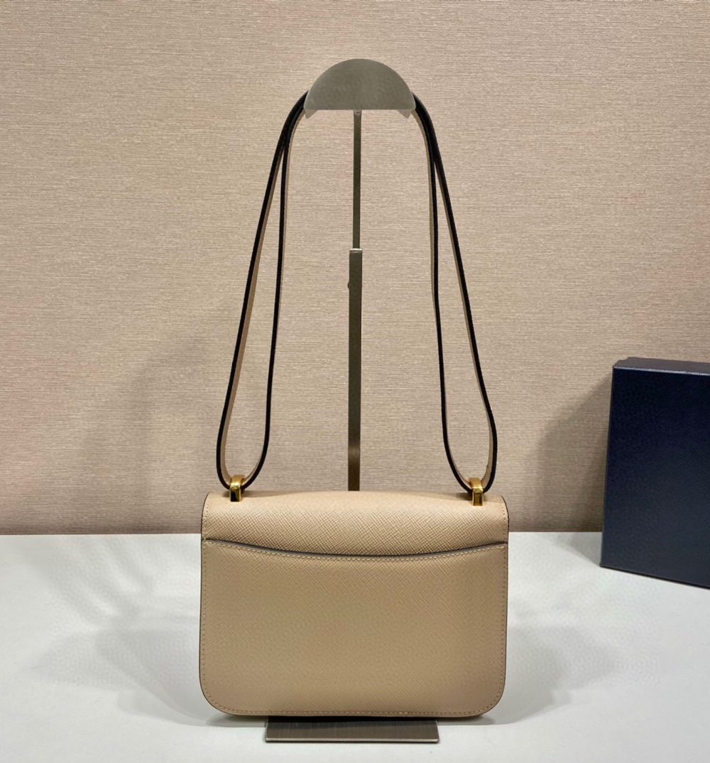 Emblème Saffiano Shoulder Bag In Beige/ White For Women 8.6 in/22cm 1BD320_2A4A_F0036_V_UTO