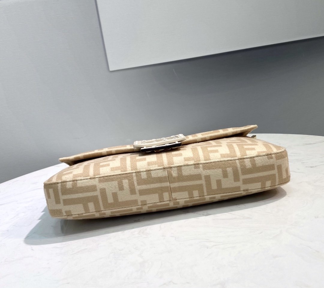 1:1 Replica Fendi Baguette 1997 Wool Bag Beige For Women, Women's Handbags, Shoulder Bags 10.6in/27cm FF 8BR792 - Image 8