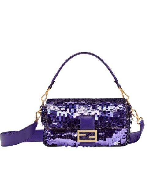 1:1 Replica Fendi Baguette Glitter Purple/Green/Light Purple/Jade Green For Women 10.6in/27cm