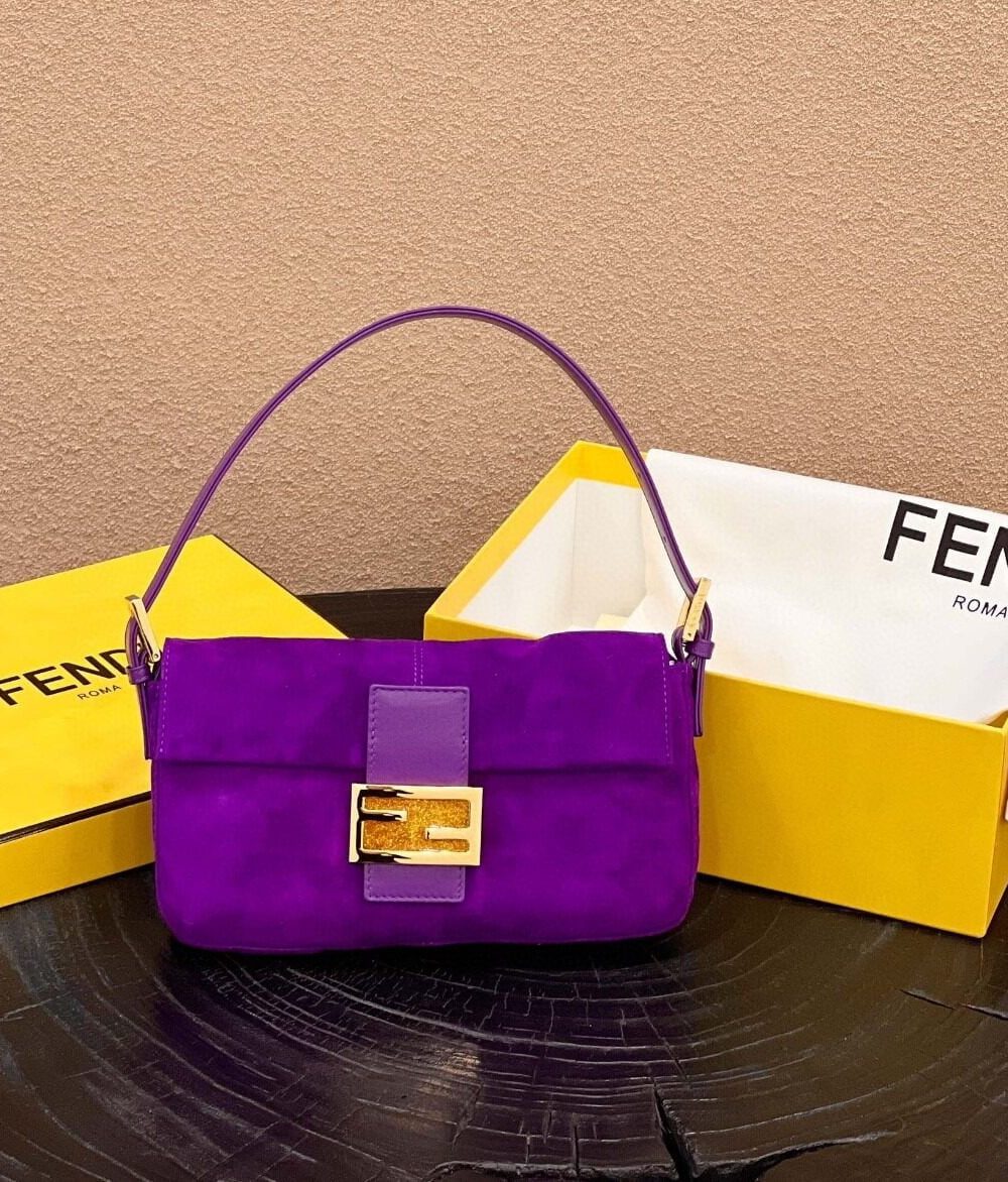 1:1 Replica Fendi Baguette Purple Bag For Woman 25cm/9.5in
