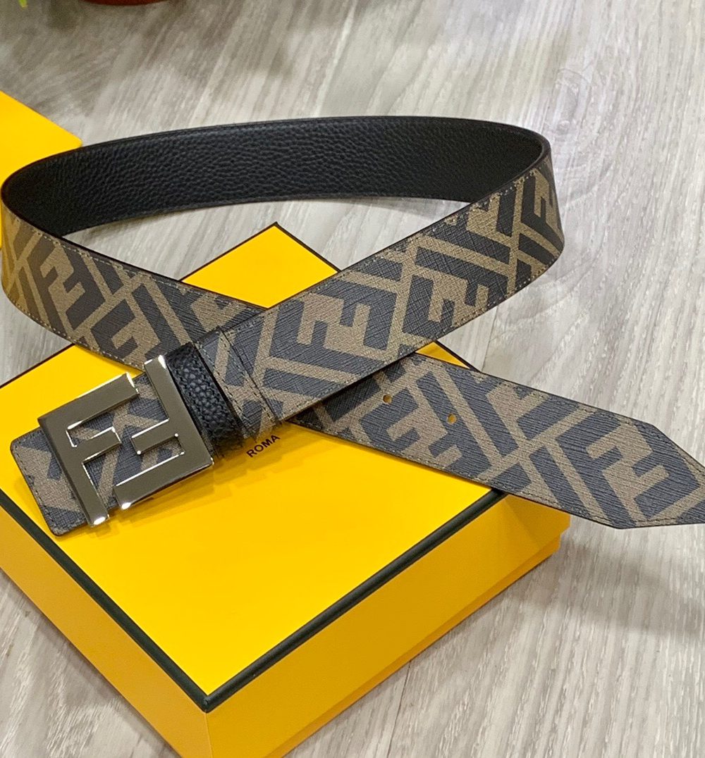 1:1 Replica Fendi Belt With Double F Brown For Women, Women Belt