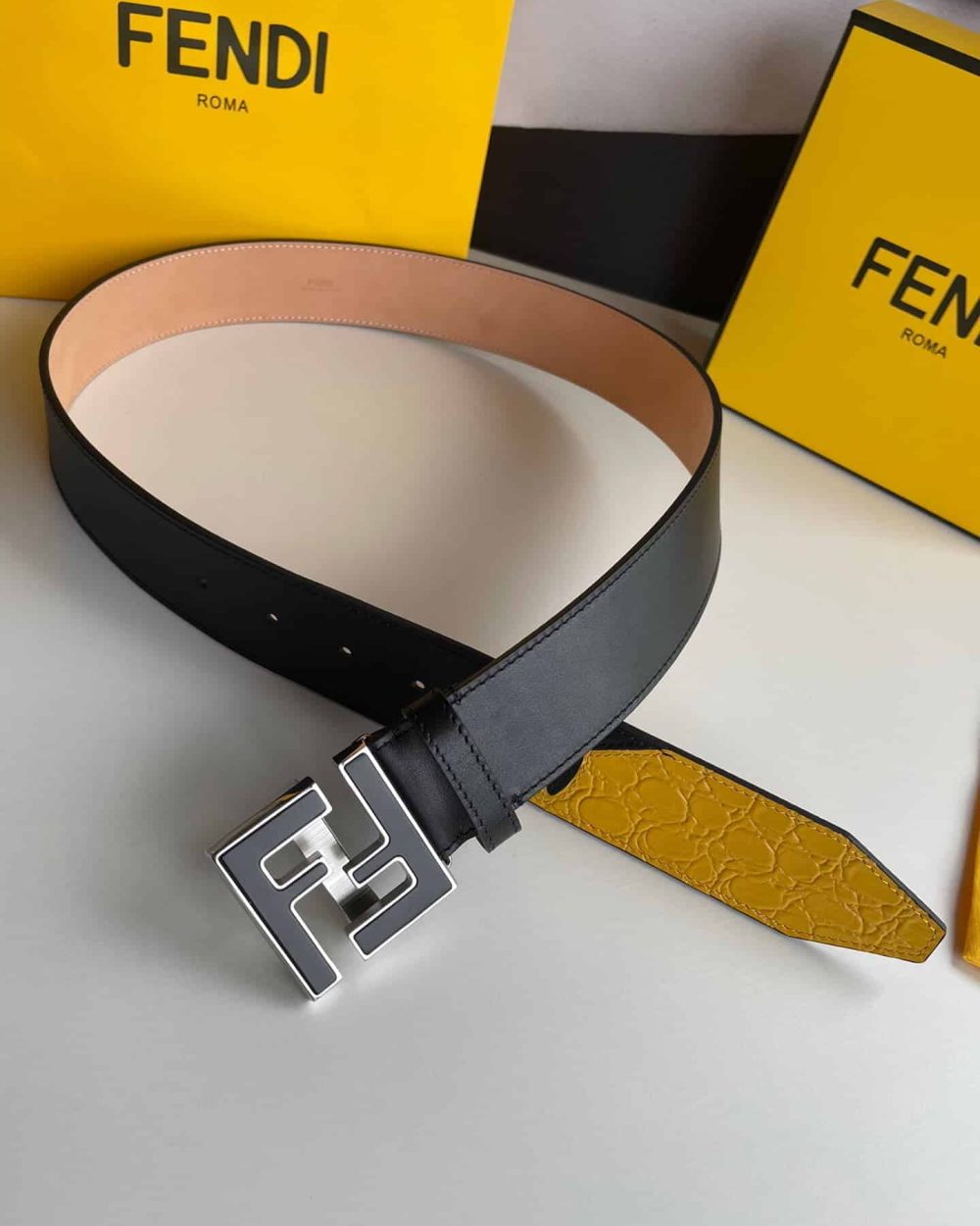 1:1 Replica Fendi Belt With Double F Buckle Black For Women, Women Belt