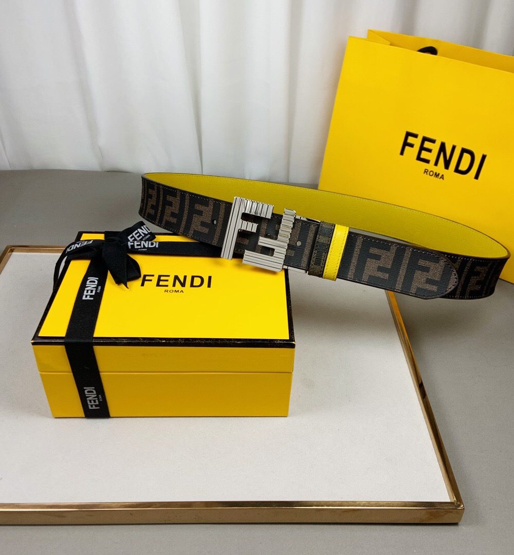 1:1 Replica Fendi Belt With Double F Buckle Brown For Women, Women Belt