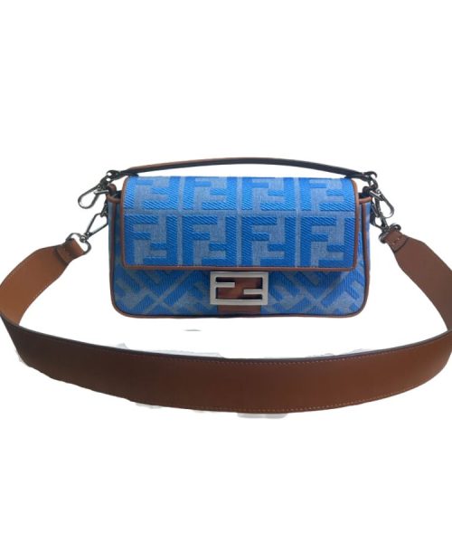 1:1 Replica Fendi Denim Bag With FF Embroidery Blue For Women 26cm / 10.2in