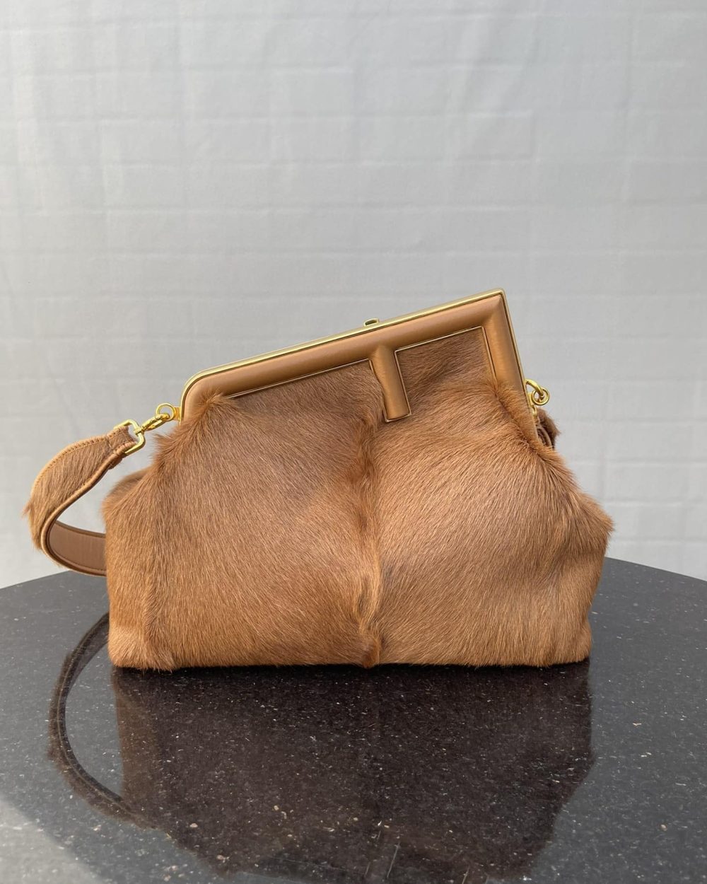 1:1 Replica Fendi First Medium Brown Fox Fur Bag For Woman 32.5cm/13in