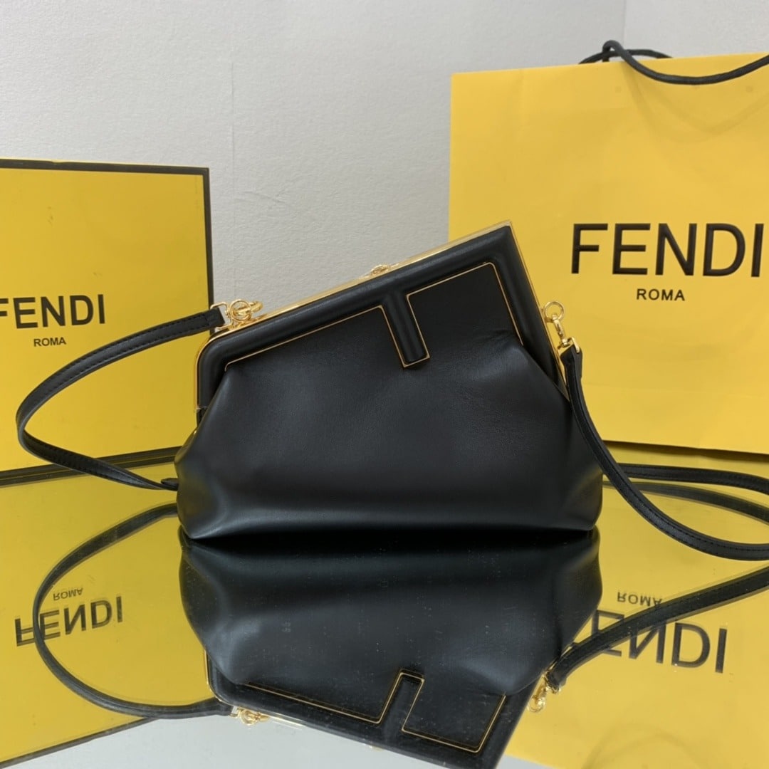 1:1 Replica Fendi First Small Black For Women, Women's HandBags, Shoulder And Crossbody Bags 10.2in/26cm FF 8BP129ABVEF0KUR - Image 5