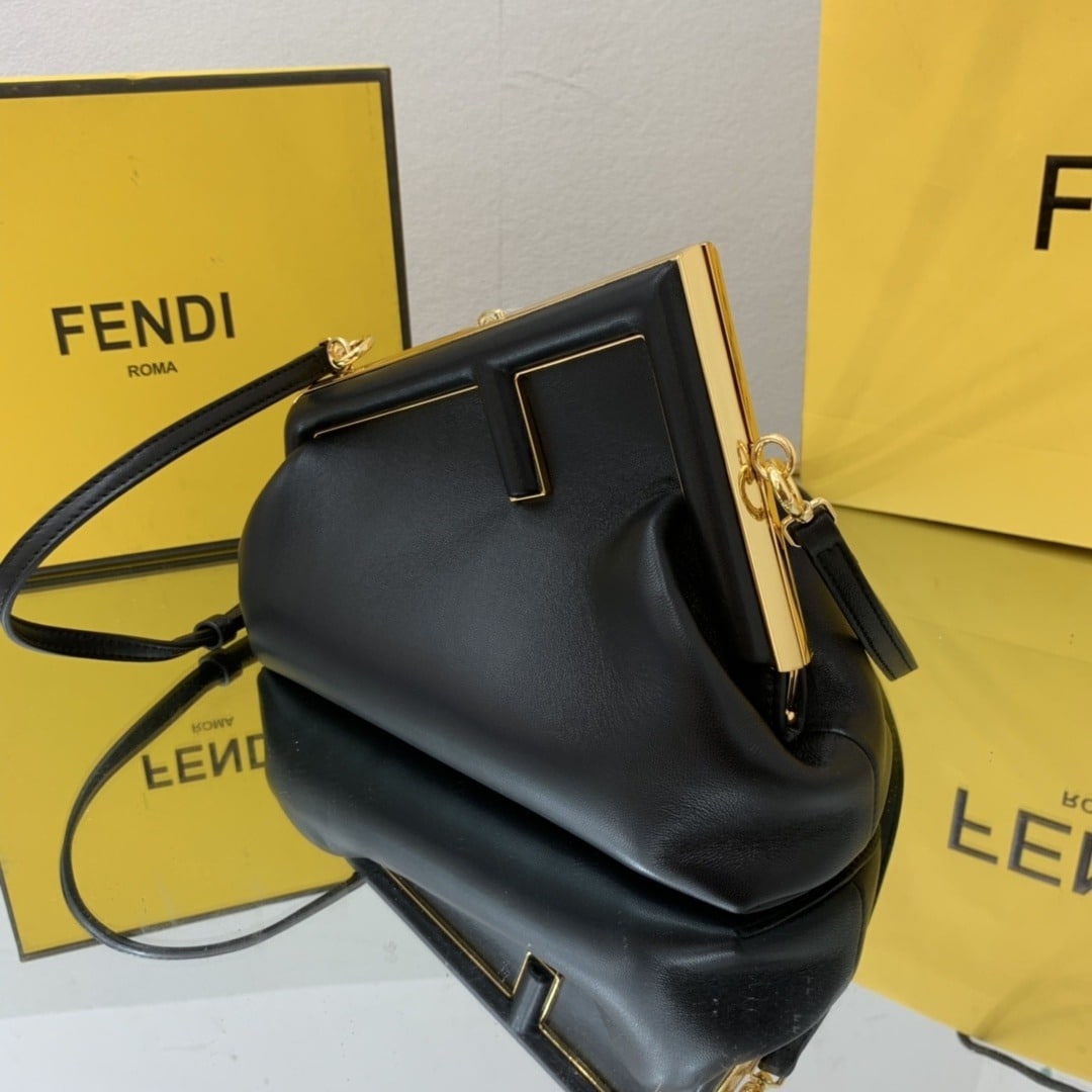 1:1 Replica Fendi First Small Black For Women, Women's HandBags, Shoulder And Crossbody Bags 10.2in/26cm FF 8BP129ABVEF0KUR - Image 4