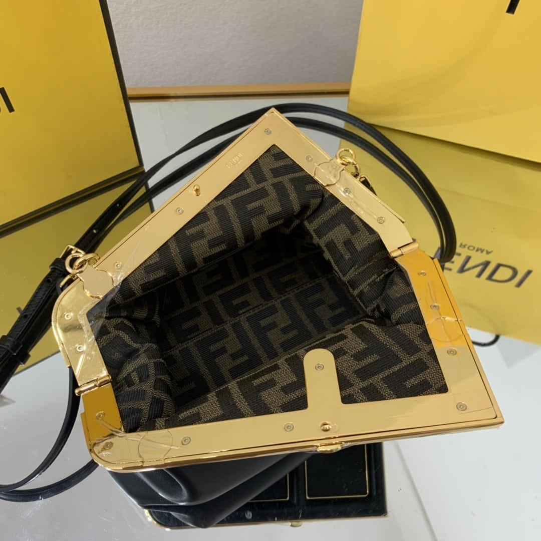 1:1 Replica Fendi First Small Black For Women, Women's HandBags, Shoulder And Crossbody Bags 10.2in/26cm FF 8BP129ABVEF0KUR - Image 6