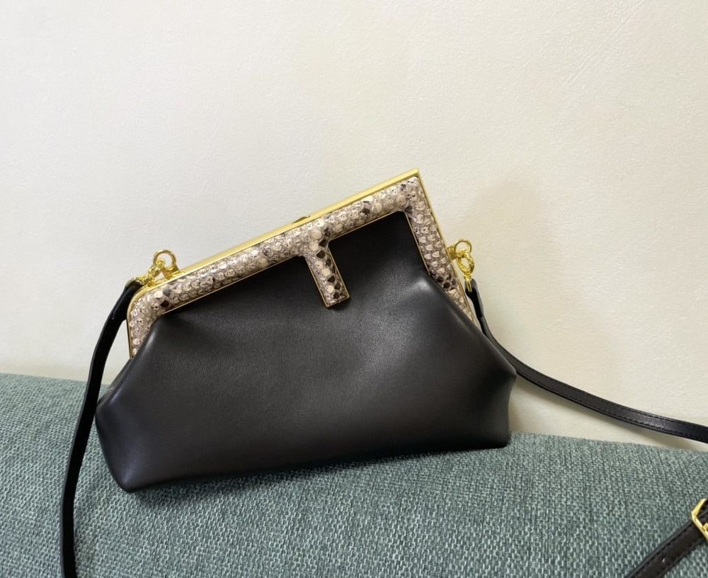 1:1 Replica Fendi First Small Black with python Bag For Woman 26cm/10in 8BP129AGWRF1G5K