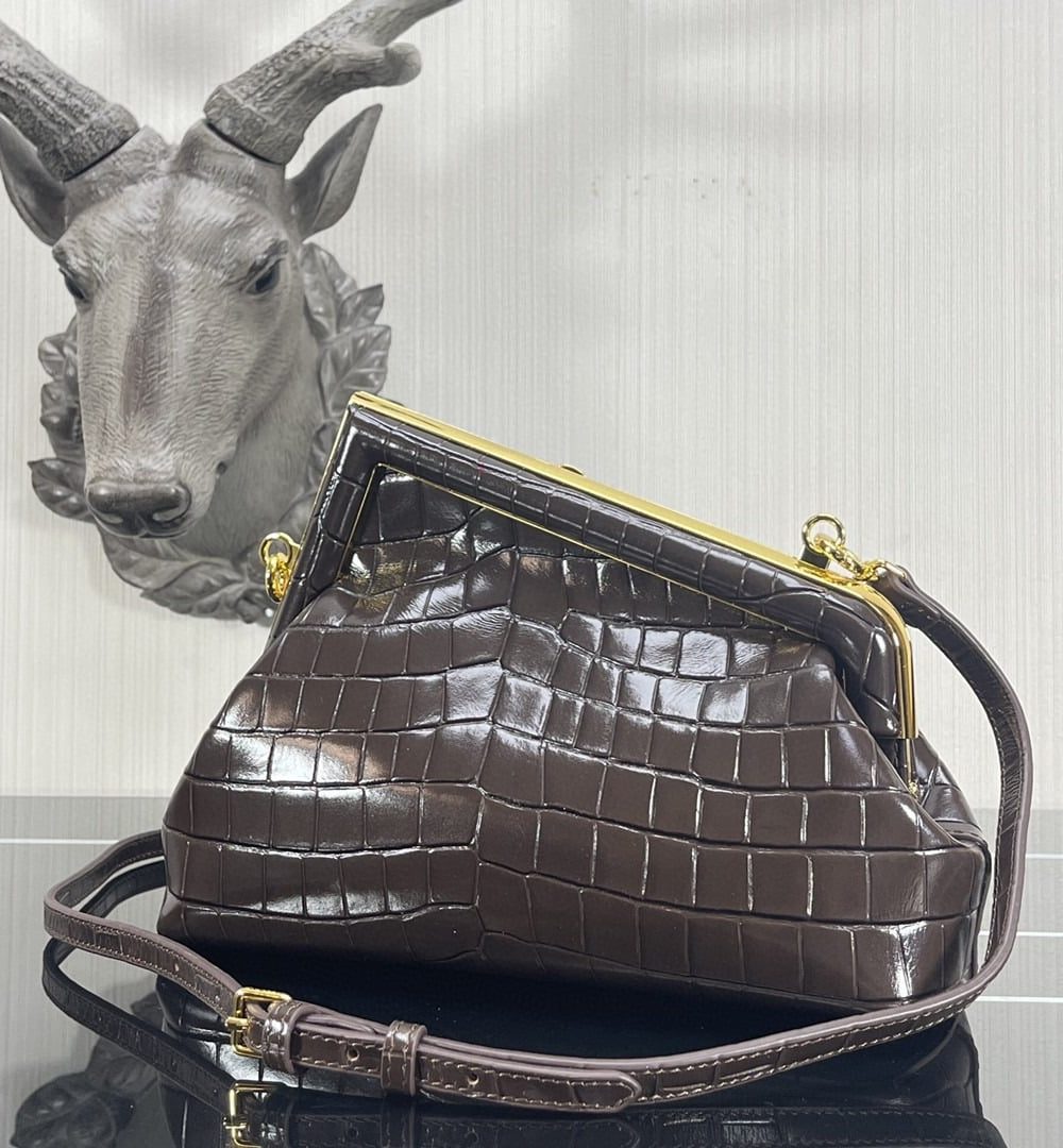 1:1 Replica Fendi First Small Gray Crocodile Bag For Woman 26cm/10in