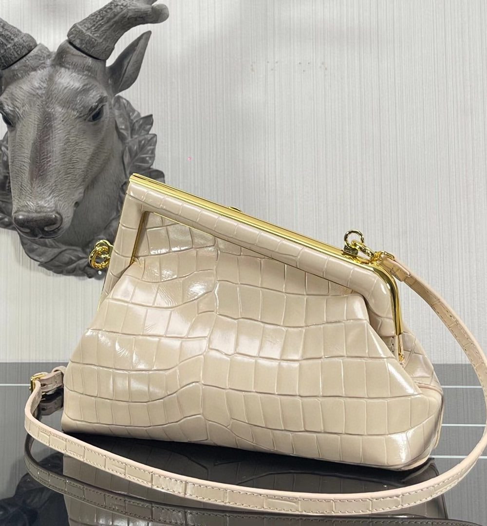 1:1 Replica Fendi First Small White Crocodile Bag For Woman 26cm/10in