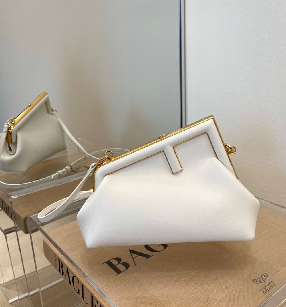 1:1 Replica Fendi First Small White For Women, Women's HandBags, Shoulder And Crossbody Bags 10.2in/26cm FF 8BP129ABVEF1C76