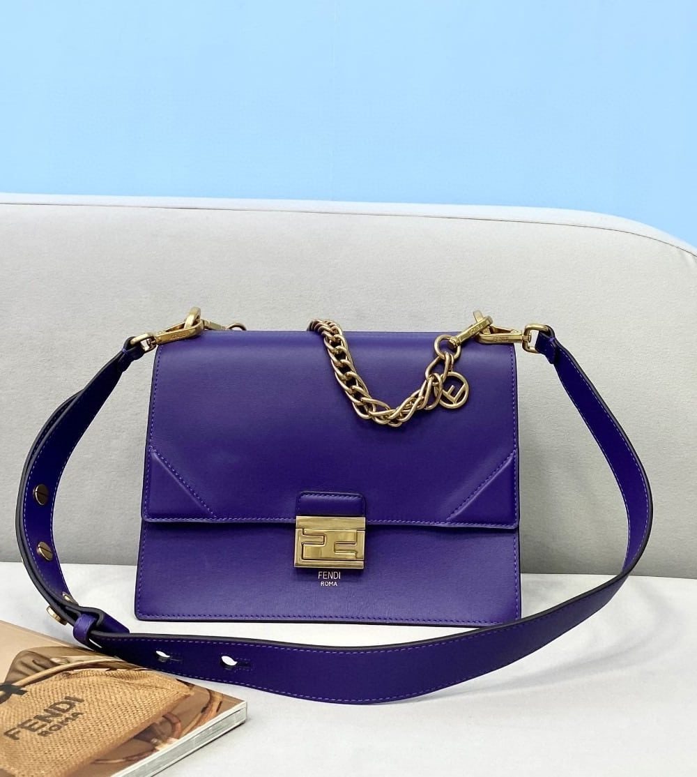 1:1 Replica Fendi Kan U Small Blue Bag For Woman 25cm/9.5in