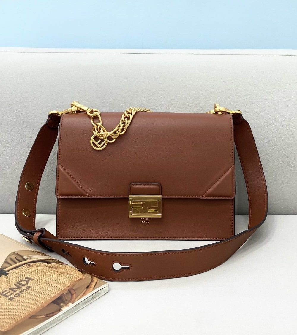 1:1 Replica Fendi Kan U Small Brown Bag For Woman 25cm/9.5in