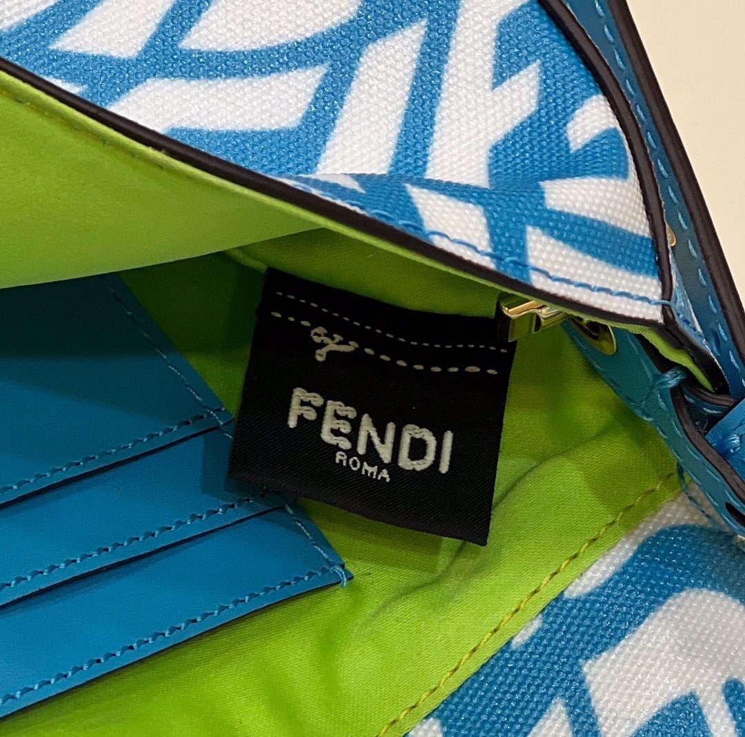 1:1 Replica Fendi Mini Baguatte 1997 Blue Glazed Bag For Woman 19.5cm/7.5in - Image 4