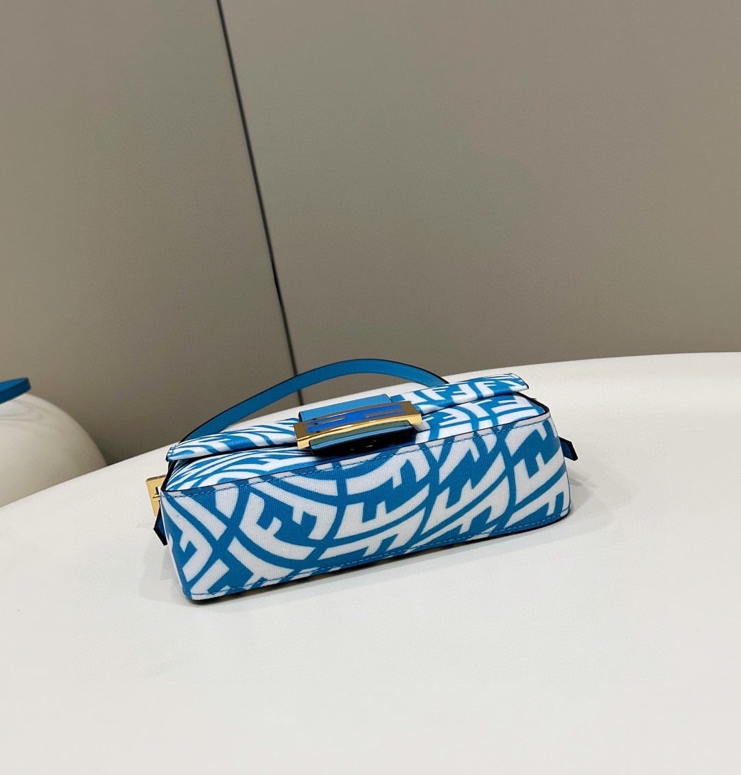 1:1 Replica Fendi Mini Baguatte 1997 Blue Glazed Bag For Woman 19.5cm/7.5in - Image 8