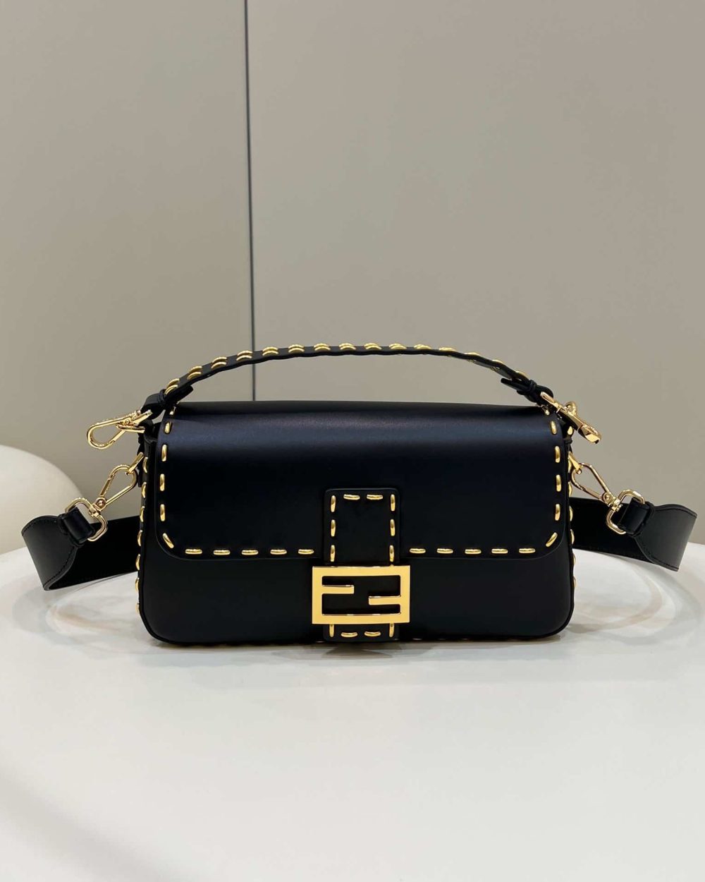 1:1 Replica Fendi Mon Baguette Medium Black Bag For Woman 28cm/11in