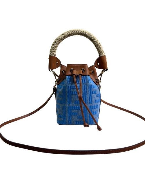 1:1 Replica Fendi Mon Tresor Mini Bag Blue/Beige For Women 18cm / 7.1in