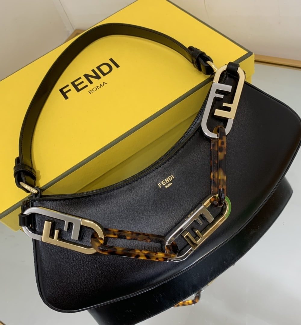 1:1 Replica Fendi O’Lock Swing Black Bag For Woman 32cm/12in 8BS068AHM0F19KX