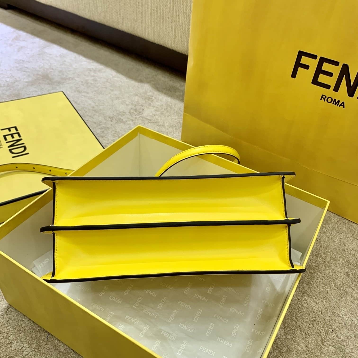 1:1 Replica Fendi Peekaboo ISeeU East-West Yellow For Women, Women's Handbags 11.4in/29cm FF 8BN323 - Image 3