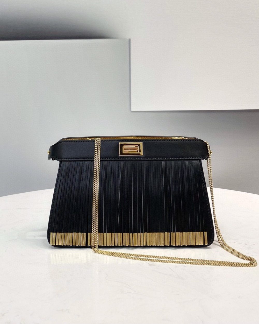 1:1 Replica Fendi Peekaboo Small Iseeu Pochette Black Bag For Woman 21cm/8in