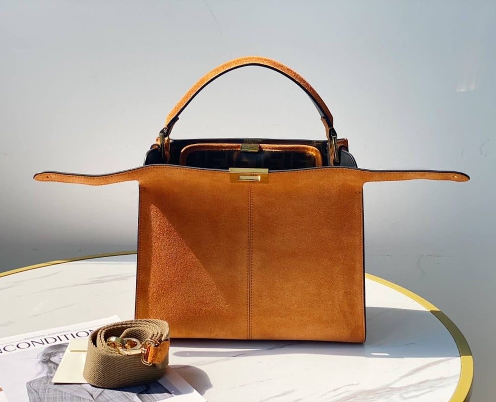 1:1 Replica Fendi Peekaboo X-Lite Tote Medium Brown Bag For Woman 30cm/12in