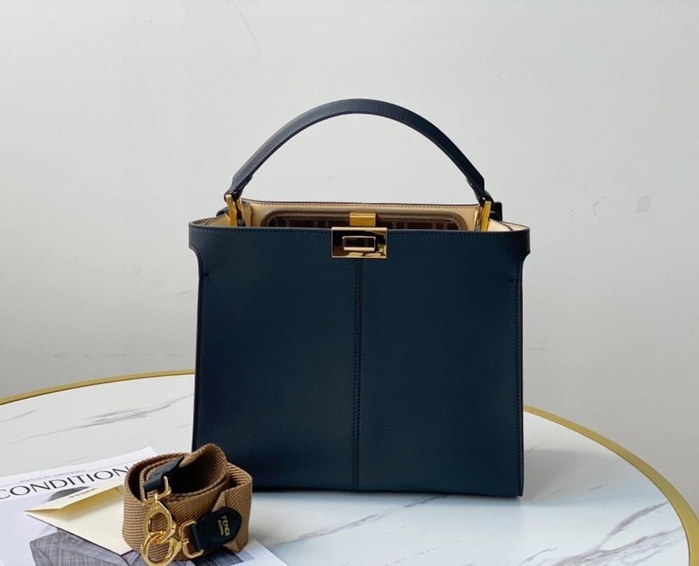 1:1 Replica Fendi Peekaboo X-Lite Tote Medium Navy Blue Bag For Woman 30cm/12in