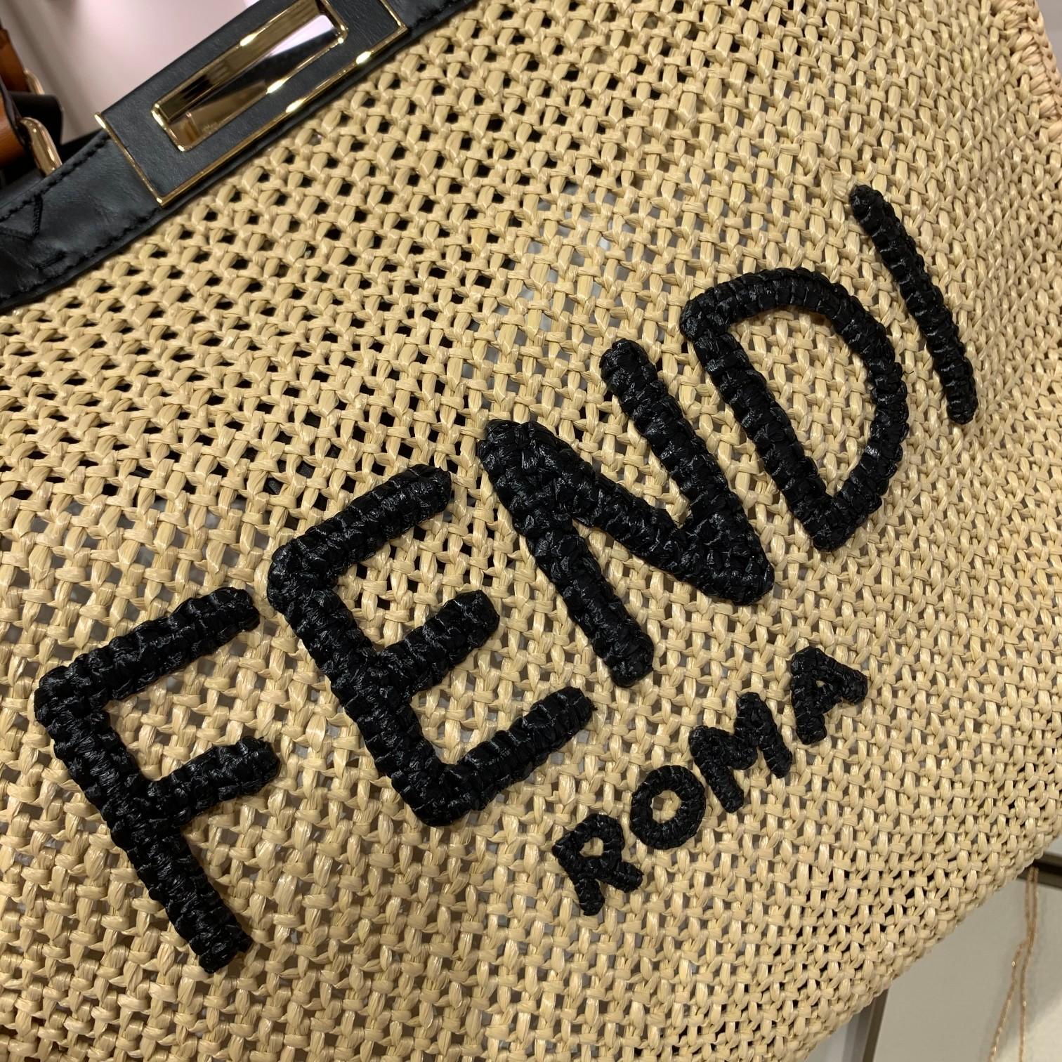 1:1 Replica Fendi Peekaboo X-tote Medium Woven Straw Tote Bag For Women, Women's Handbags 16.1in/41cm FF - Image 4