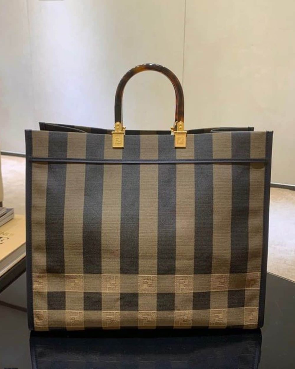 1:1 Replica Fendi Sunshine Large Canvas Tote Bag Brown For Women, Women's Handbags, Shoulder Bags 15.7in/40cm FF 8BH372ABVTF1BAH