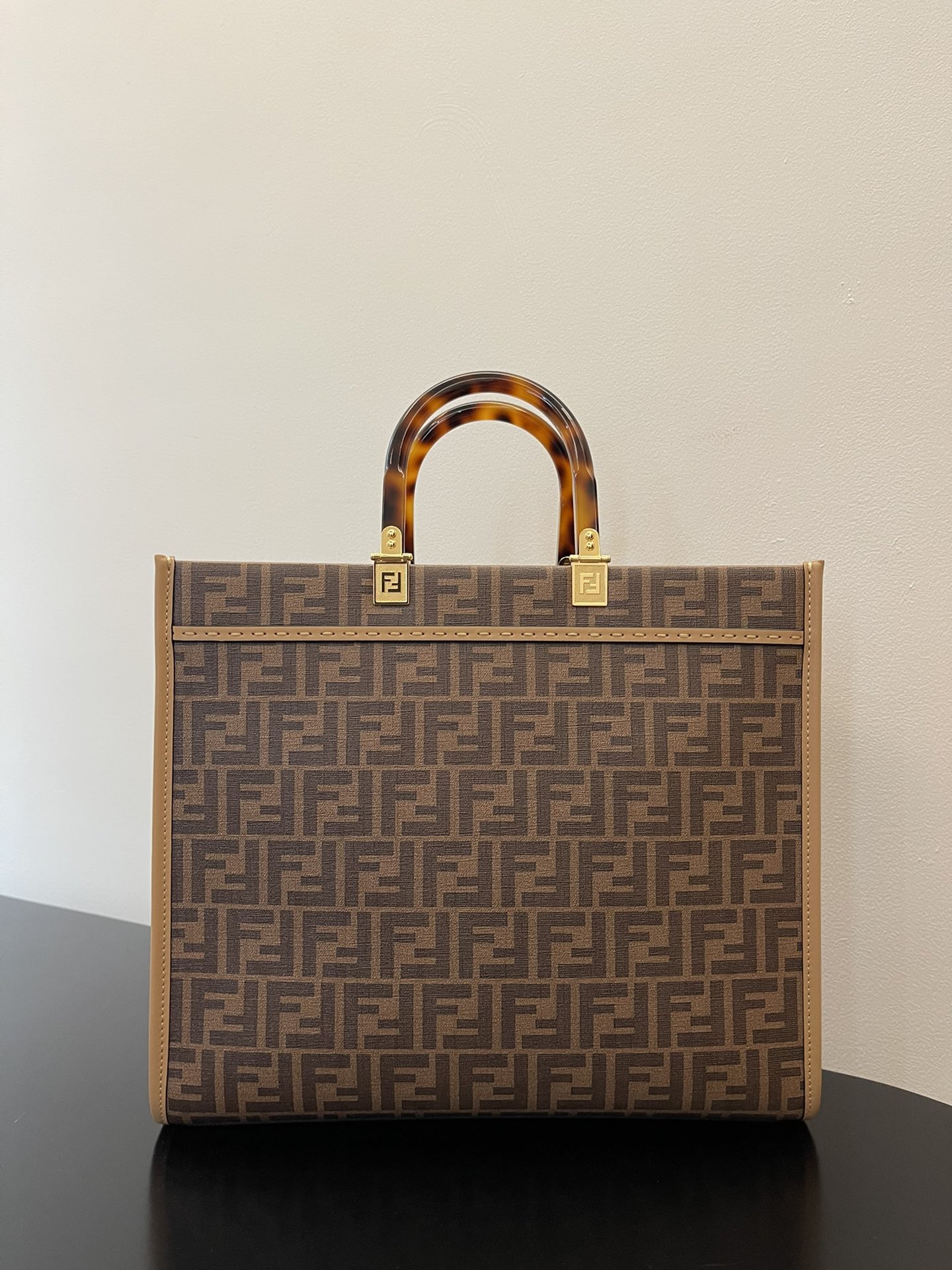 1:1 Replica Fendi Sunshine Medium Brown FF jacquard fabric shopper Bag For Woman 31cm/12in - Image 2