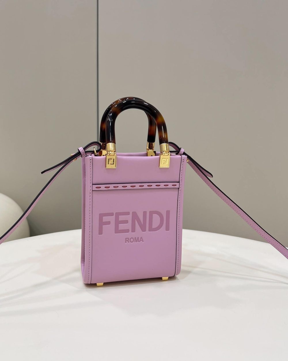 1:1 Replica Fendi Sunshine Shopper Lilac Mini Bag For Woman 13cm/5in