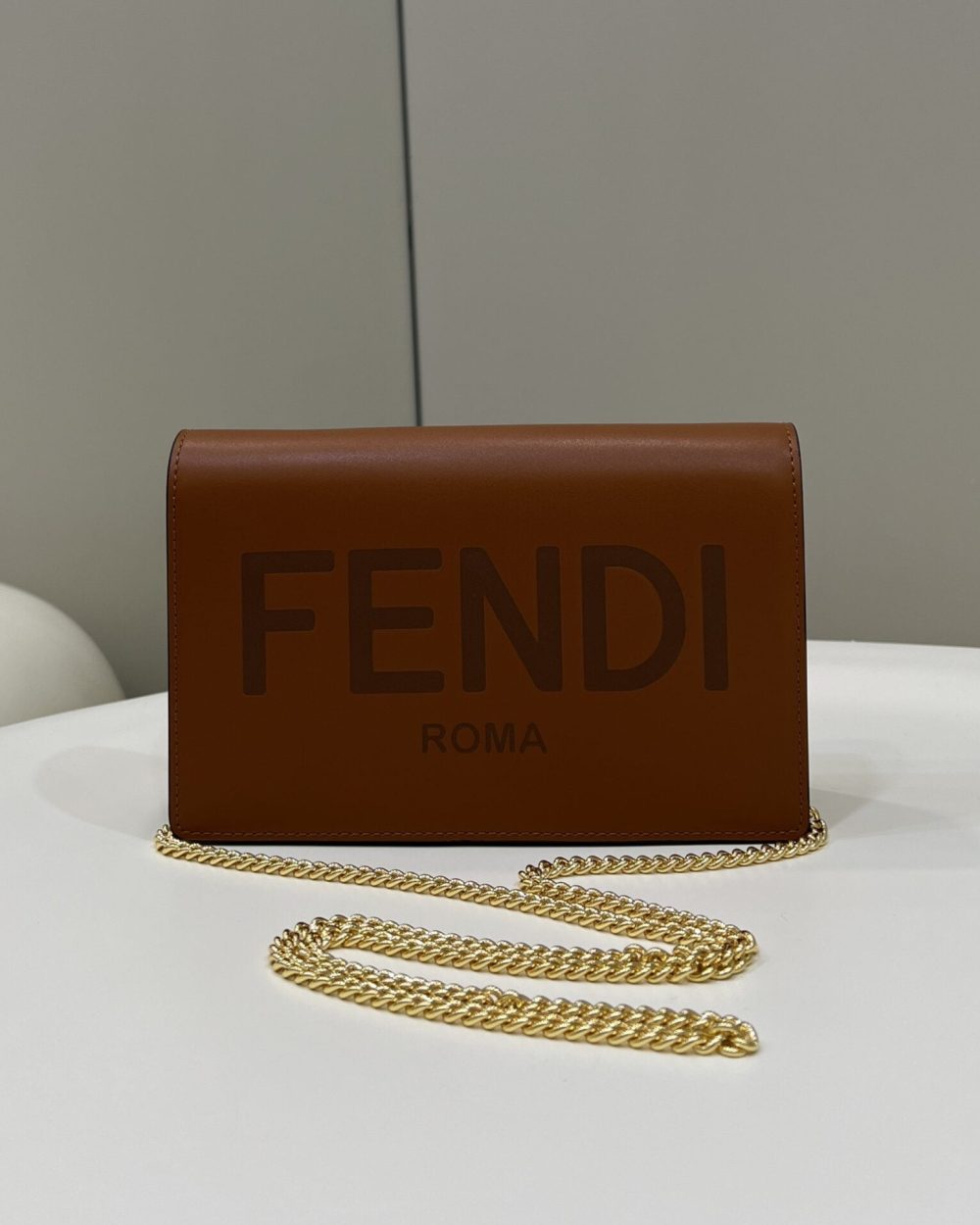 1:1 Replica Fendi Wallet On Chain Mini Brown Bag For Woman 13.5cm/5.5in