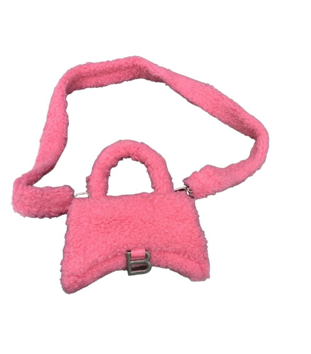 Furry Hourglass XS Handbag With Strap In Pink/Grey For Women 7.4in/19cm