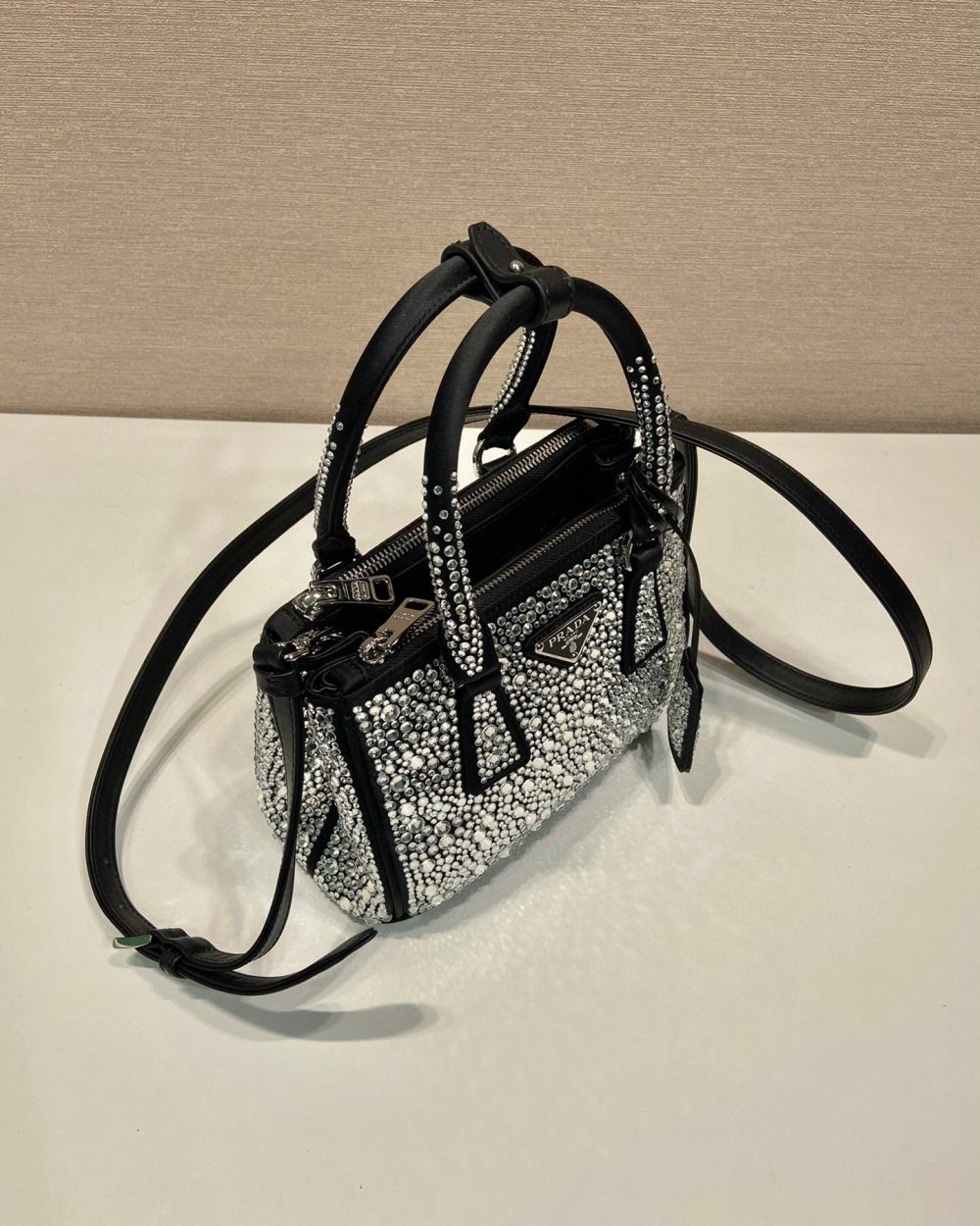 Galleria Satin Mini-Bag With Crystals In Black For Women 7.8 in/ 20 cm 1BA906_2AWL_F063R_V_EOY