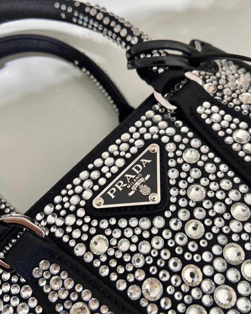 Galleria Satin Mini-Bag With Crystals In Black For Women 7.8 in/ 20 cm 1BA906_2AWL_F063R_V_EOY