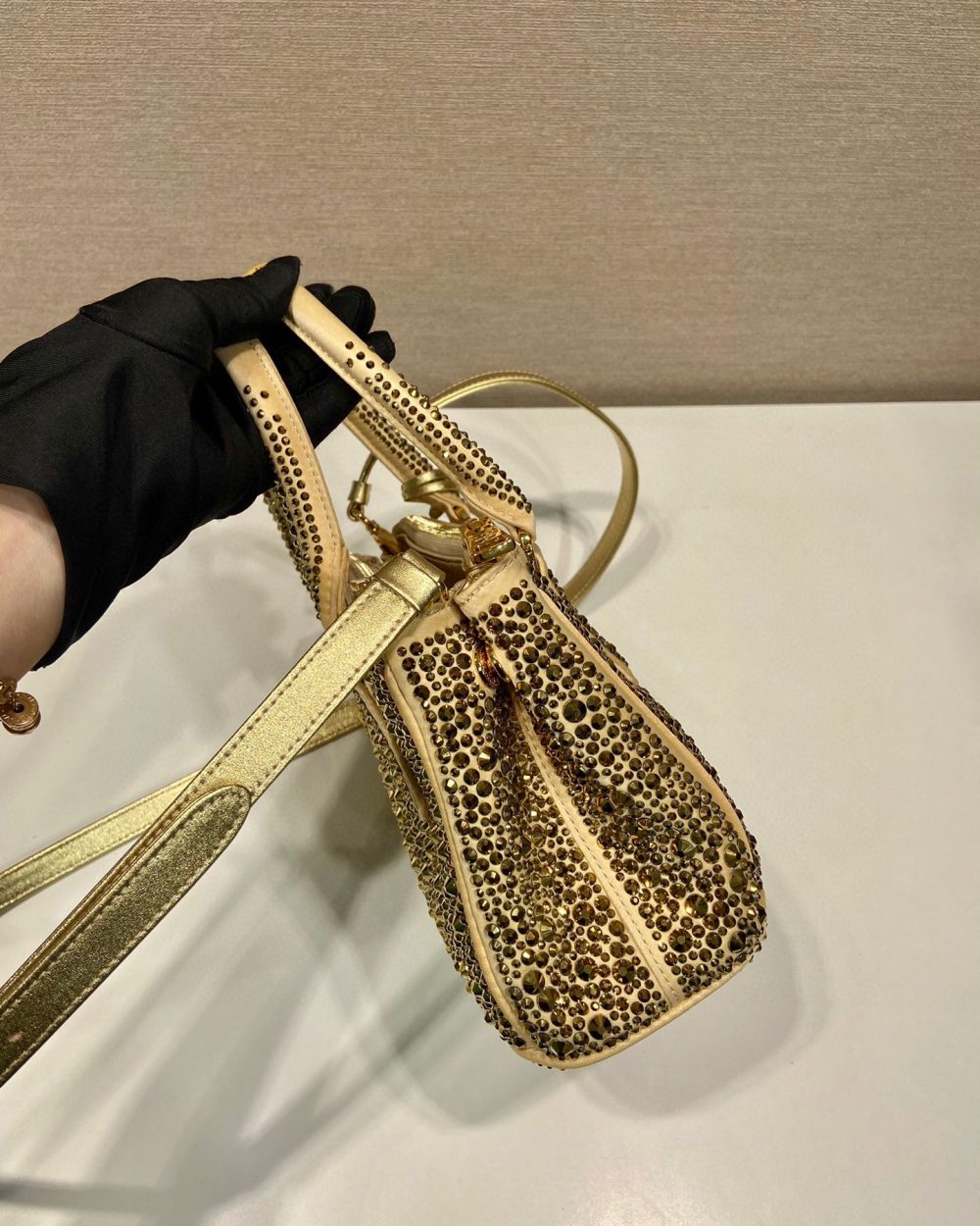 Galleria Satin Mini-Bag With Crystals In Black For Women 7.8 in/ 20 cm 1BA906_2AWL_F063R_V_EOY