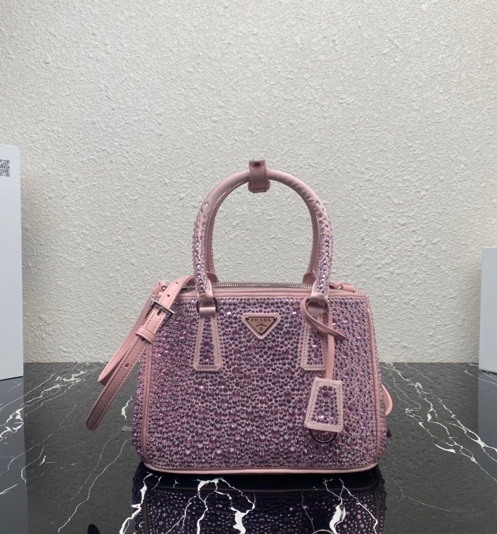 Galleria Satin Mini-Bag With Crystals In Pink For Women 7.8in/ 20cm 1BA906_2AWL_F0E18_V_EOY