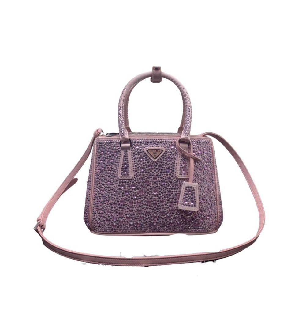 Galleria Satin Mini-Bag With Crystals In Pink For Women 7.8in/ 20cm 1BA906_2AWL_F0E18_V_EOY