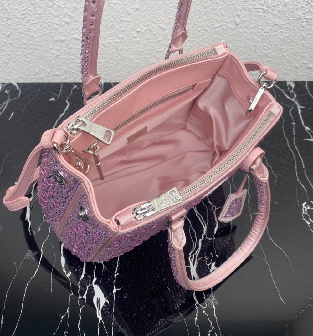 Galleria Satin Mini-Bag With Crystals In Pink For Women 7.8in/ 20cm 1BA906_2AWL_F0E18_V_EOY