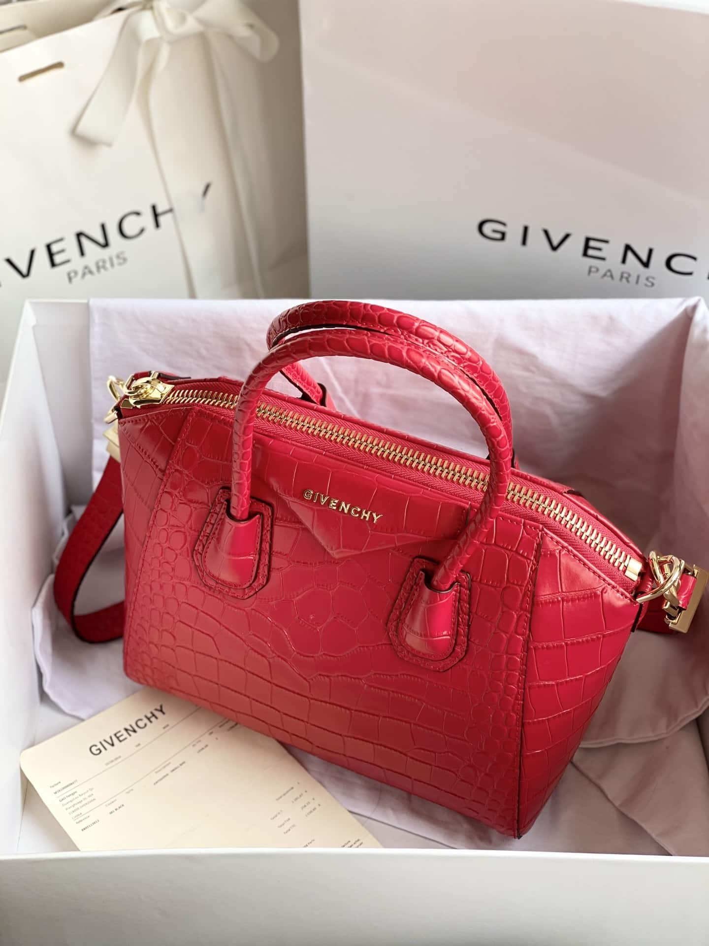 Givenchy Antigona Bag Red For Women, Women's Handbags, Shoulder Bags 11in/28cm GVC - Image 3
