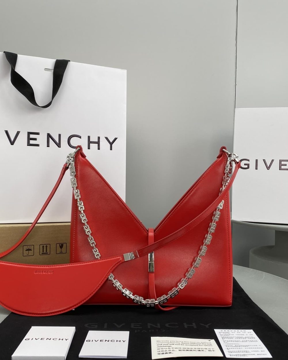 Givenchy Small Cut Out Bag Red For Women, Women's Handbags, Shoulder Bags 10.6in/27cm GVC