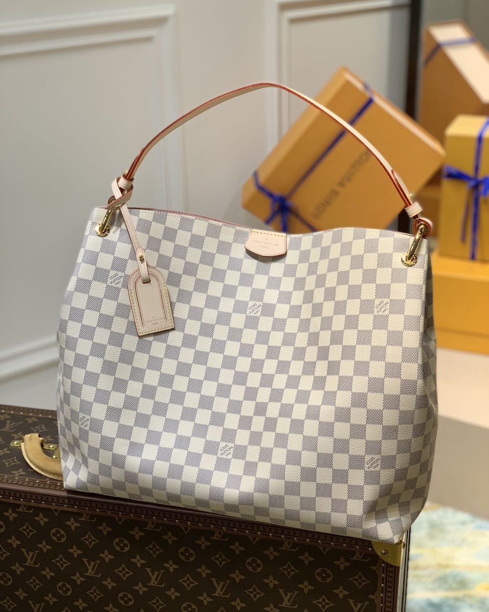 1:1 Replica Louis Vuitton LV Graceful MM Damier Azur Canvas Exclusive Bag For Women N42233 - 16.1in/ 41cm