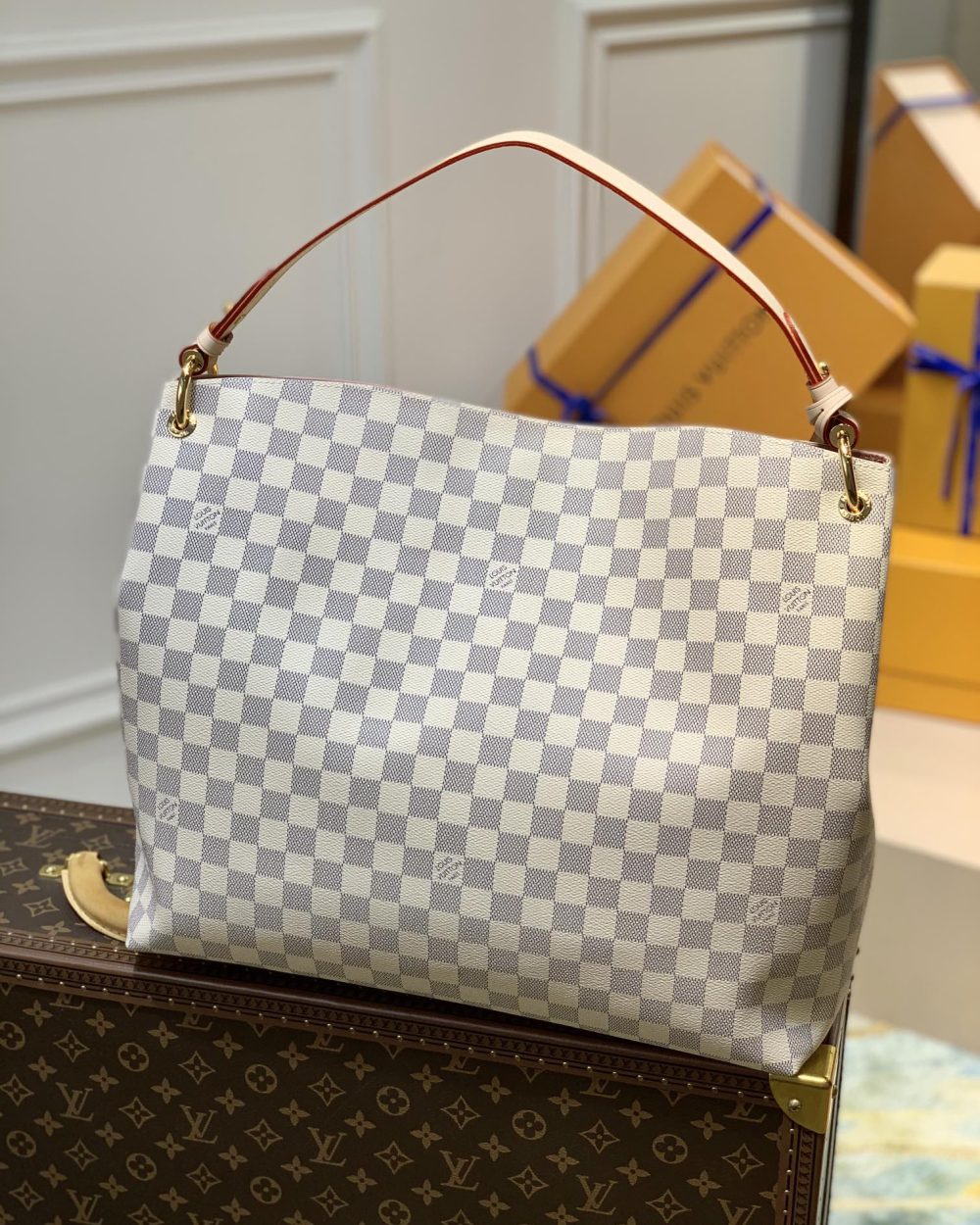 1:1 Replica Louis Vuitton LV Graceful MM Damier Azur Canvas Exclusive Bag For Women N42233 - 16.1in/ 41cm