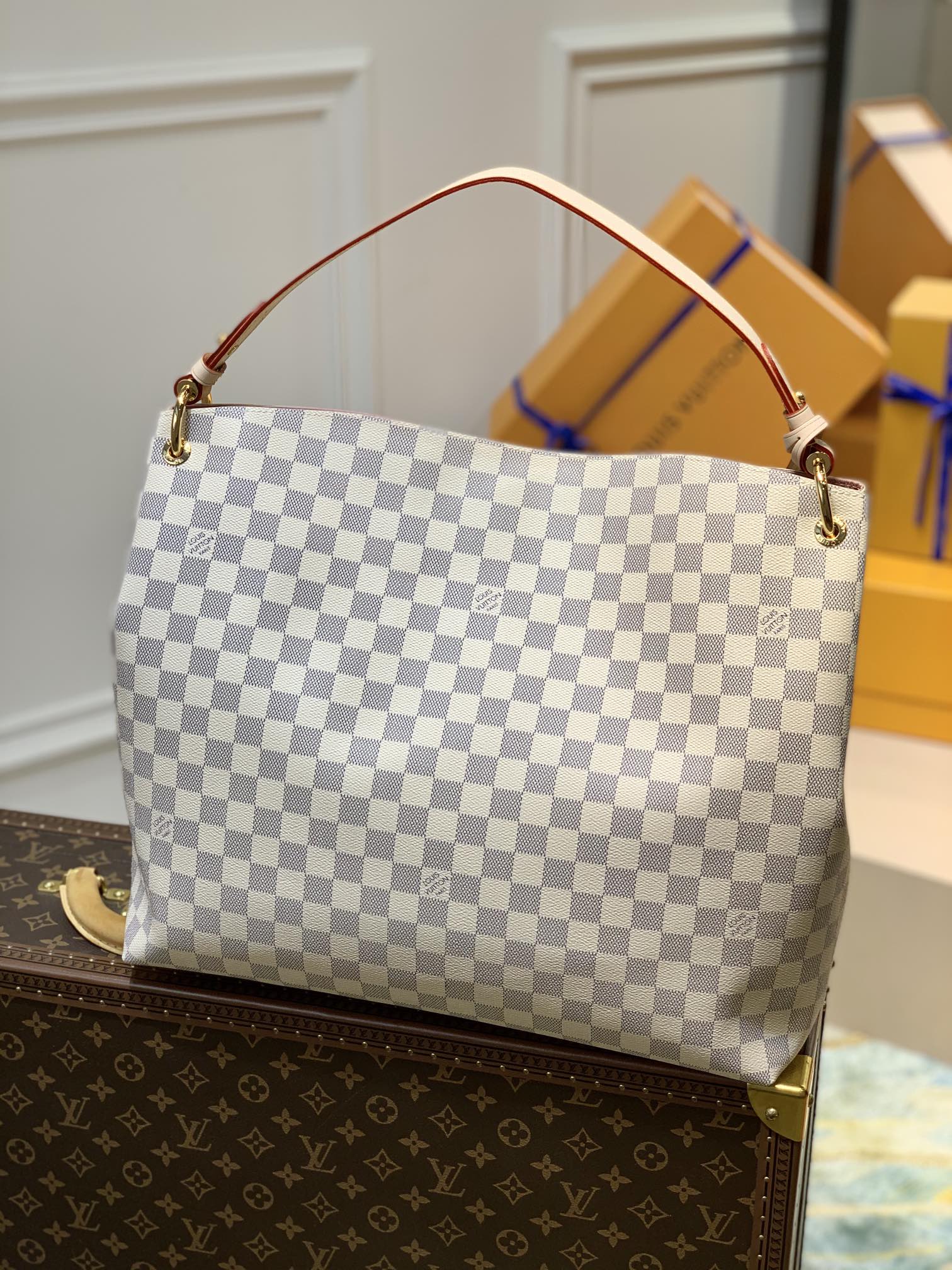1:1 Replica Louis Vuitton LV Graceful MM Damier Azur Canvas Exclusive Bag For Women N42233 - 16.1in/ 41cm - Image 3