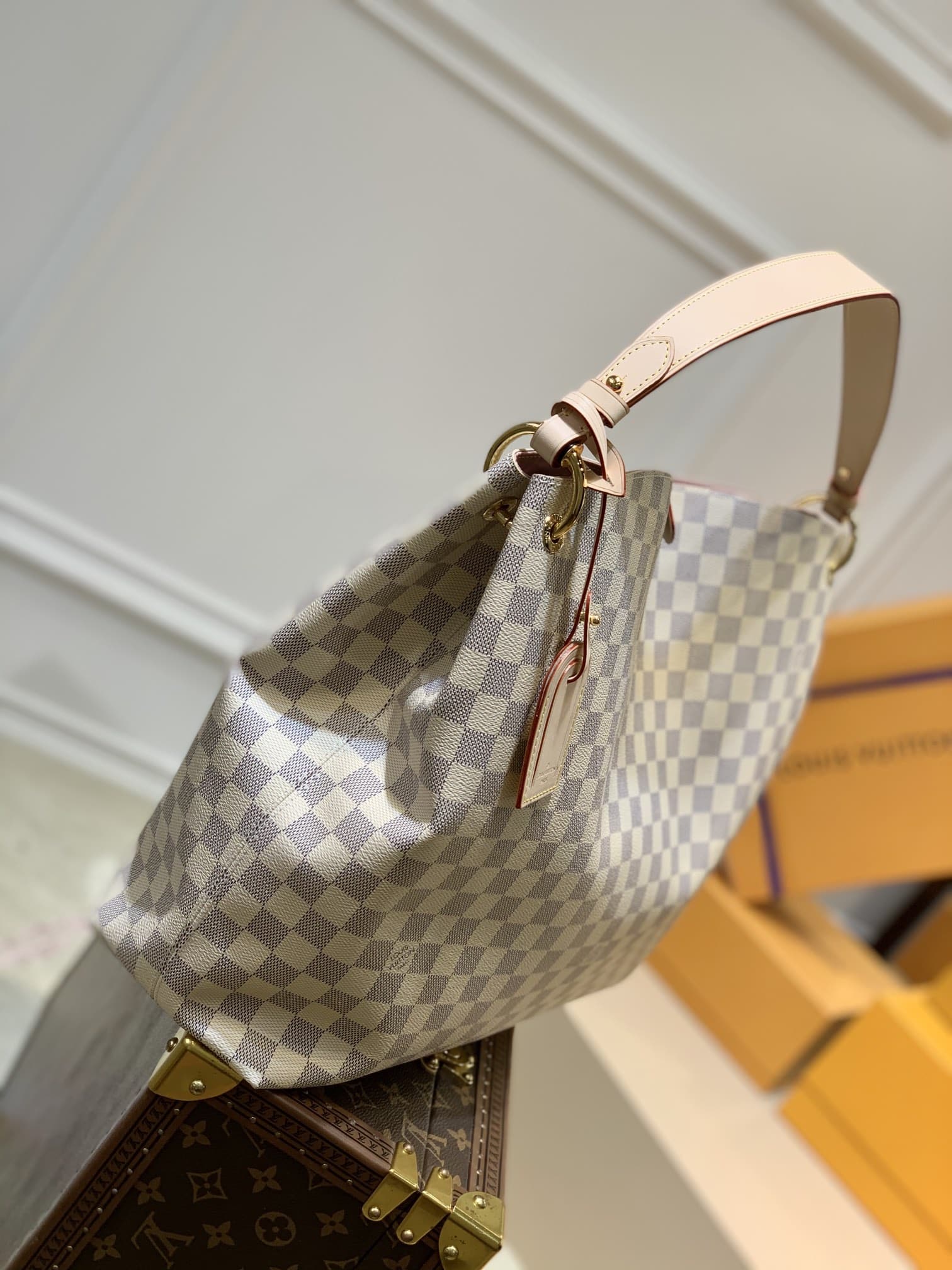 1:1 Replica Louis Vuitton LV Graceful MM Damier Azur Canvas Exclusive Bag For Women N42233 - 16.1in/ 41cm - Image 4