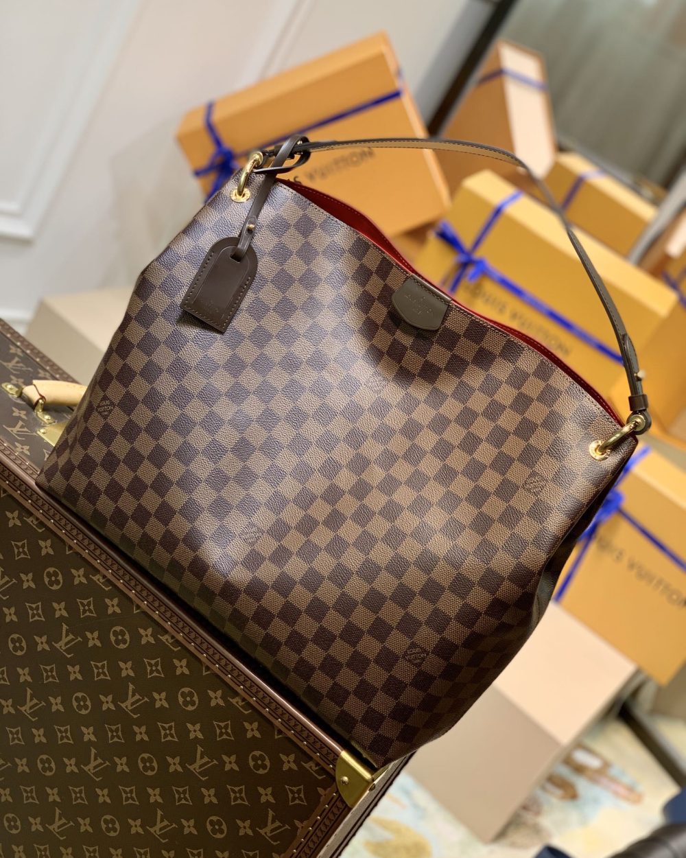 1:1 Replica Louis Vuitton LV Graceful MM Damier Ebene Canvas Exclusive Bag For Women N44045 - 16.1in/ 41cm