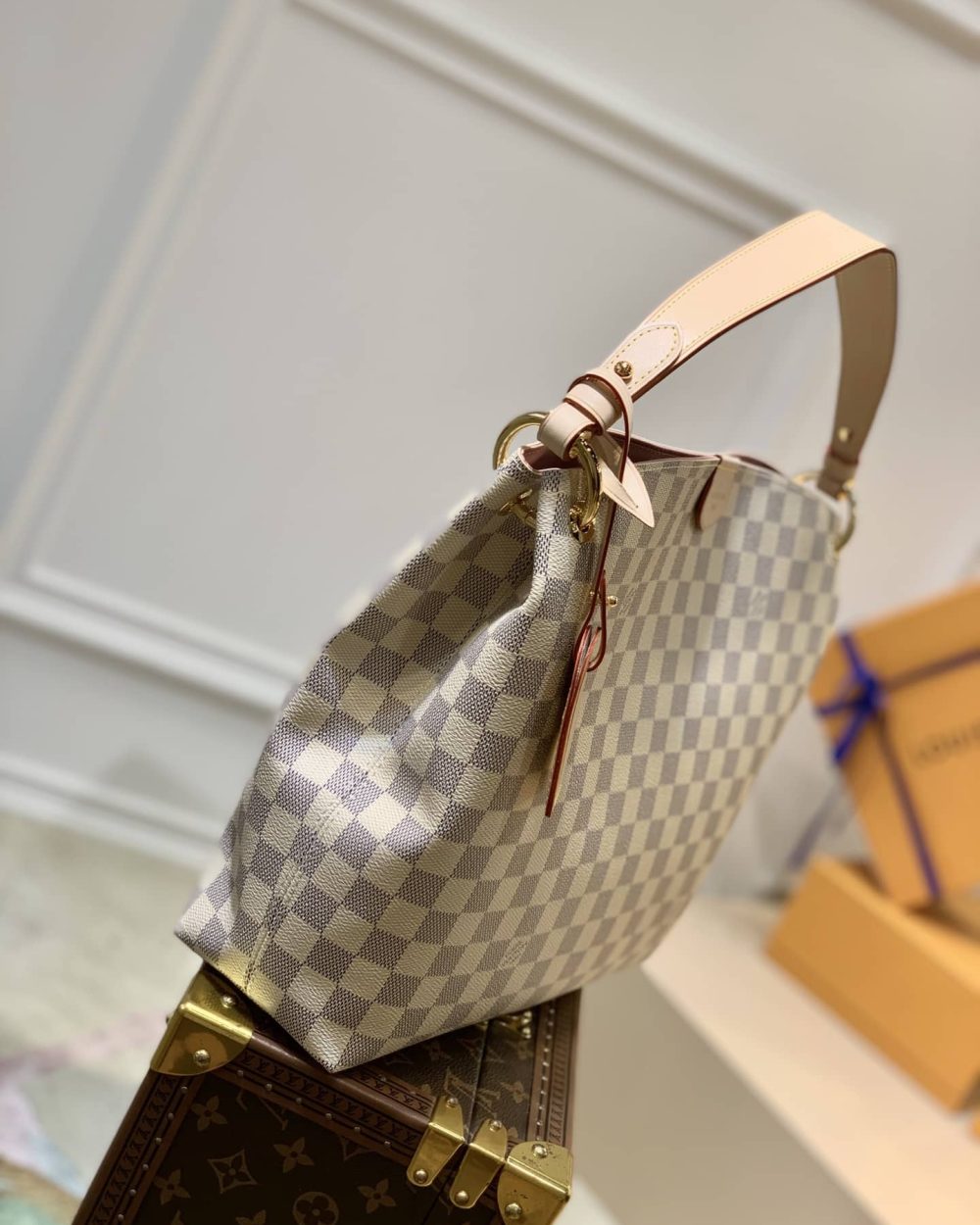 1:1 Replica Louis Vuitton LV Graceful PM Damier Azur Canvas Exclusive Bag For Women N42249 - 13.8in/ 35cm