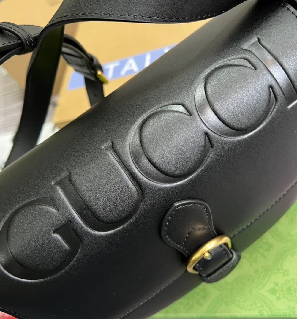 1:1 Replica Gucci Aria Shoulder Bag Black For Women, Women's Bags 10.2in/25cm GG