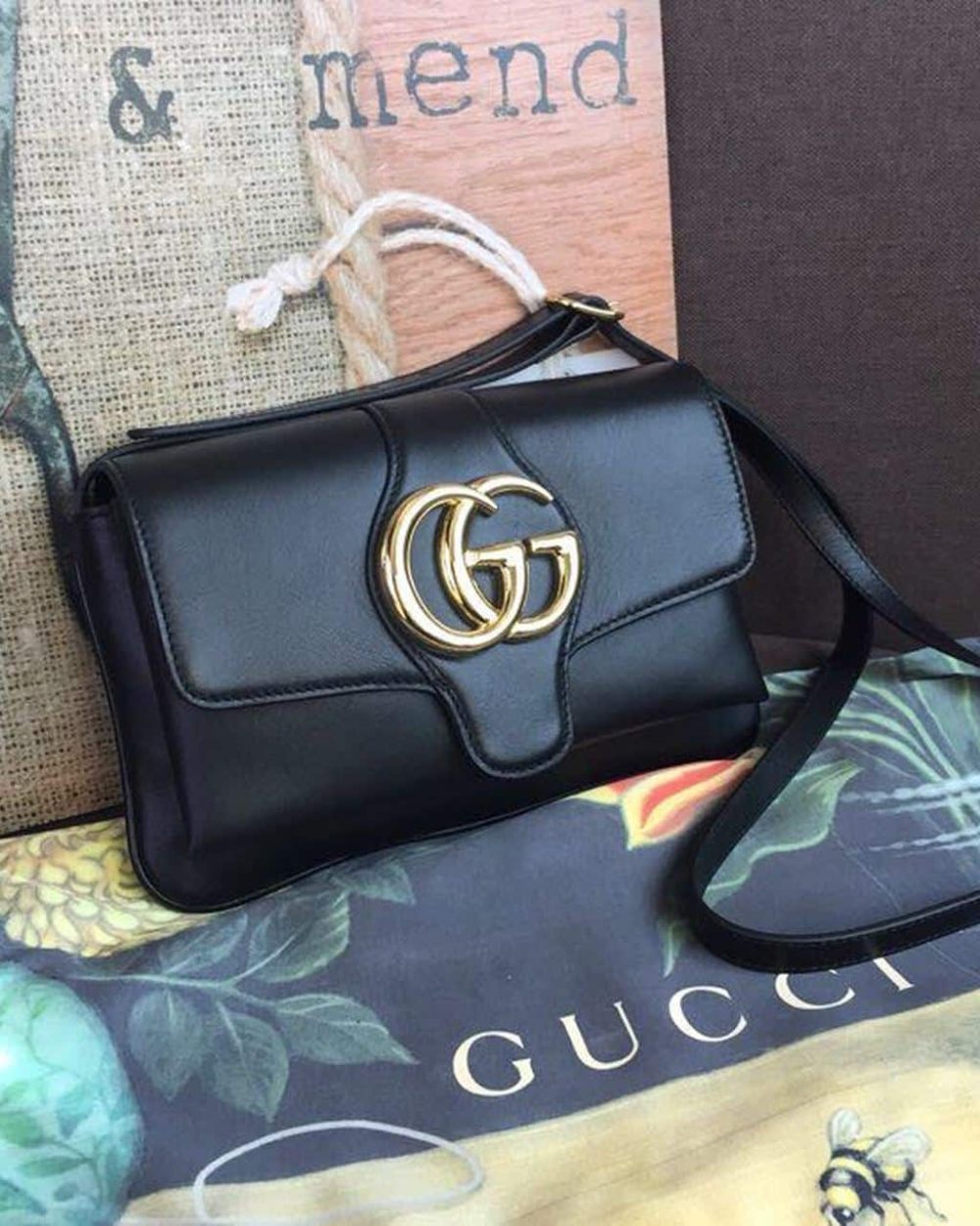 1:1 Replica Gucci Arli Shoulder Bag Black For Women 10in/26cm 550129 0V10G 1000